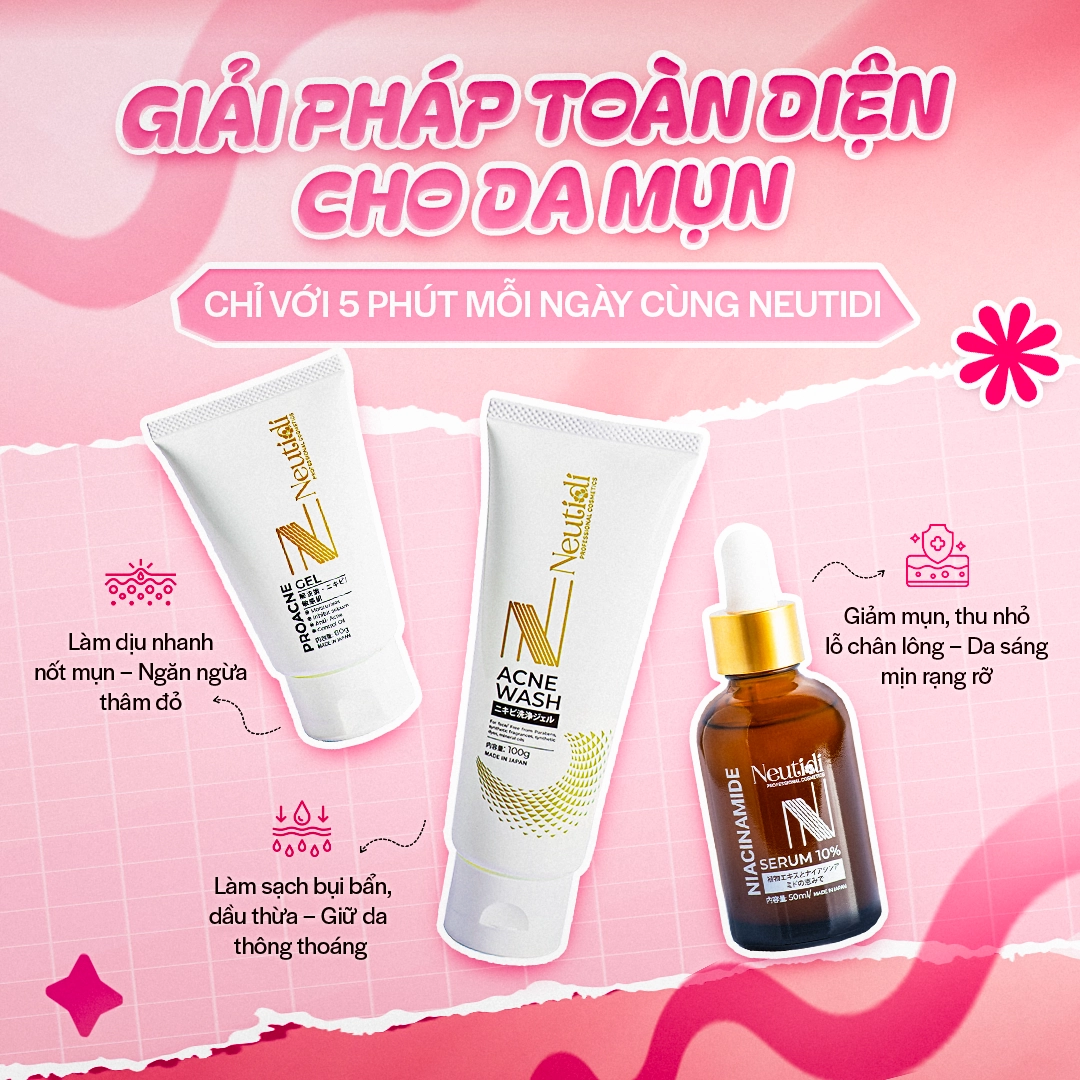 Bộ sản phẩm ngăn ngừa mụn Neutidi Pro Acne Kit