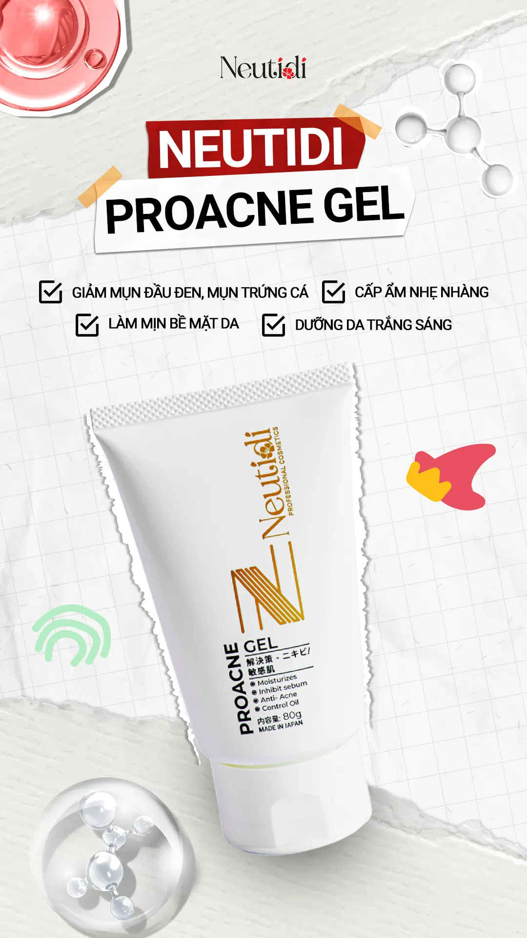 Neutidi Proace Gel - Dưỡng ẩm dành cho da mụn