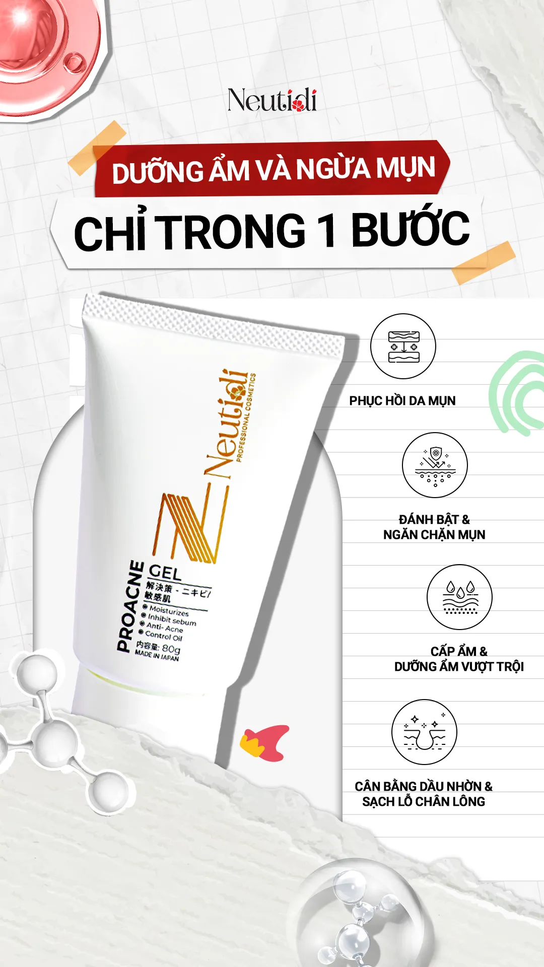 Dưỡng ẩm và ngăn ngừa mụn chỉ trong một bước