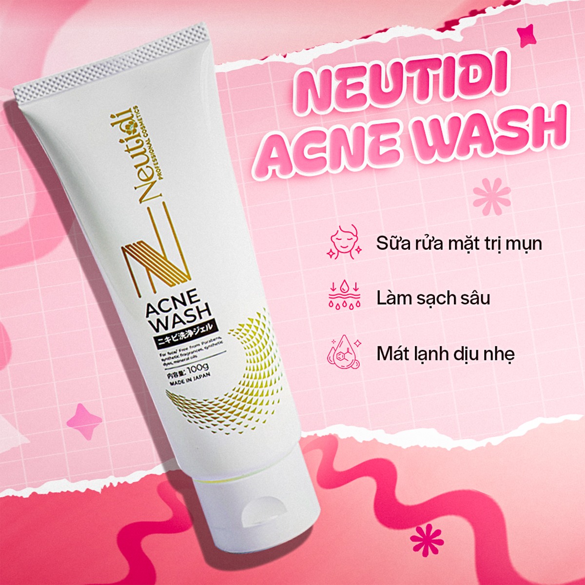 Sữa Rửa Mặt Cho Da Mụn Neutidi Acne Wash