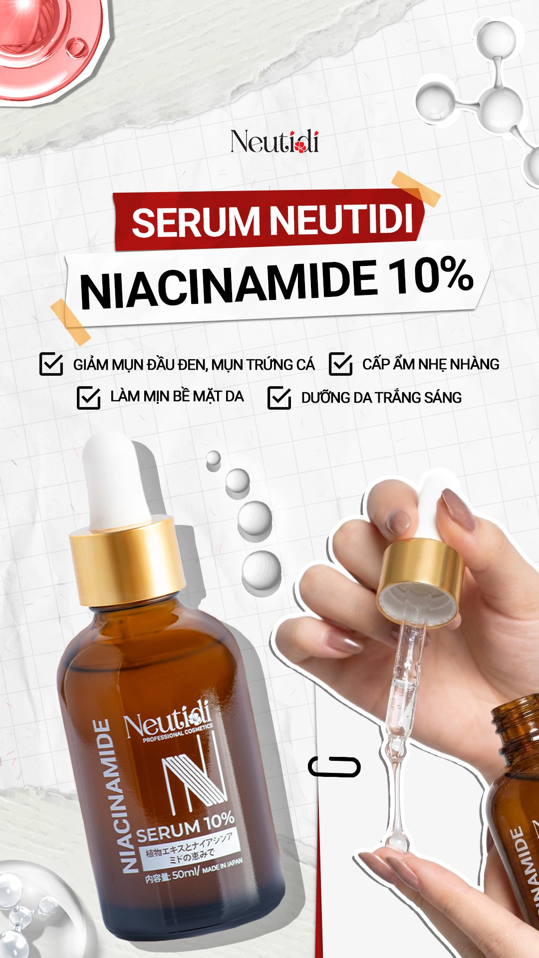 Serum Neutidi Niacinamide 10% - tác dụng