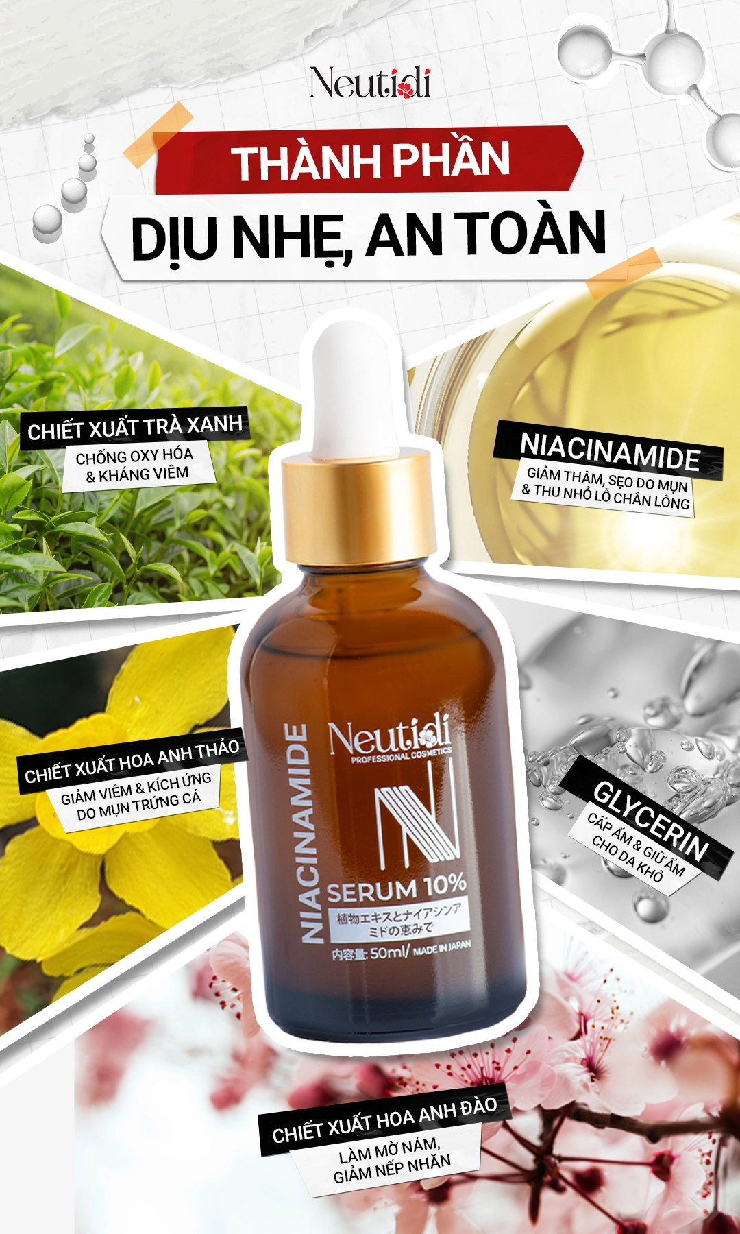 Serum Neutidi Niacinamide 10% có những thành phần gì?