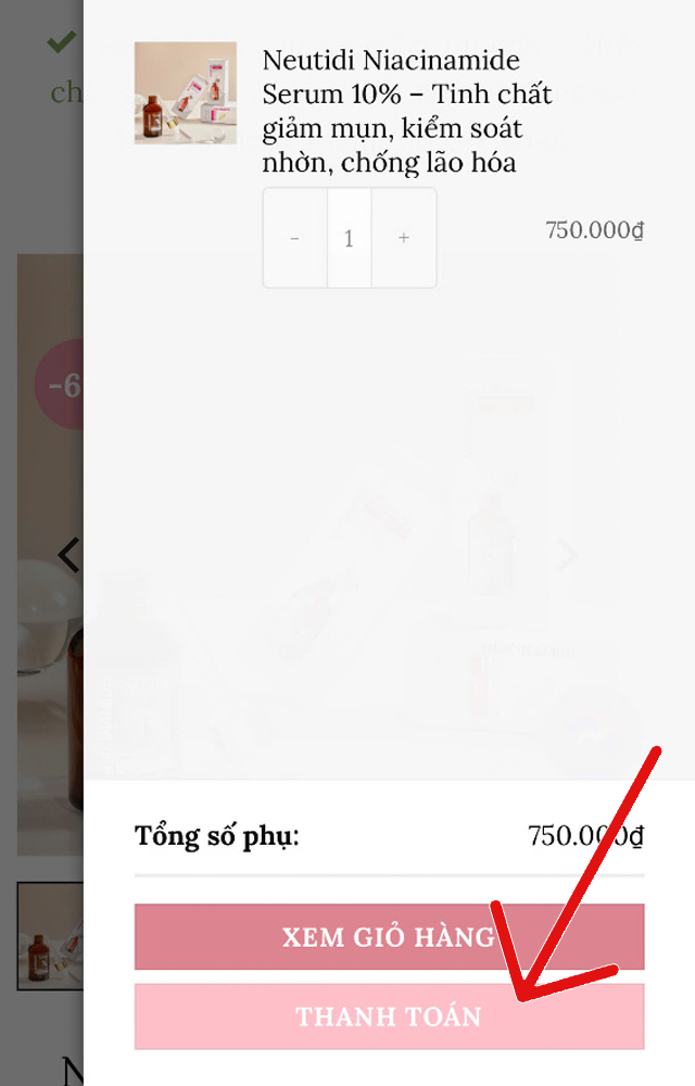 Hướng dẫn mua hàng 2 Hướng dẫn các bước đặt hàng trên Neutidi.com - Bước 2