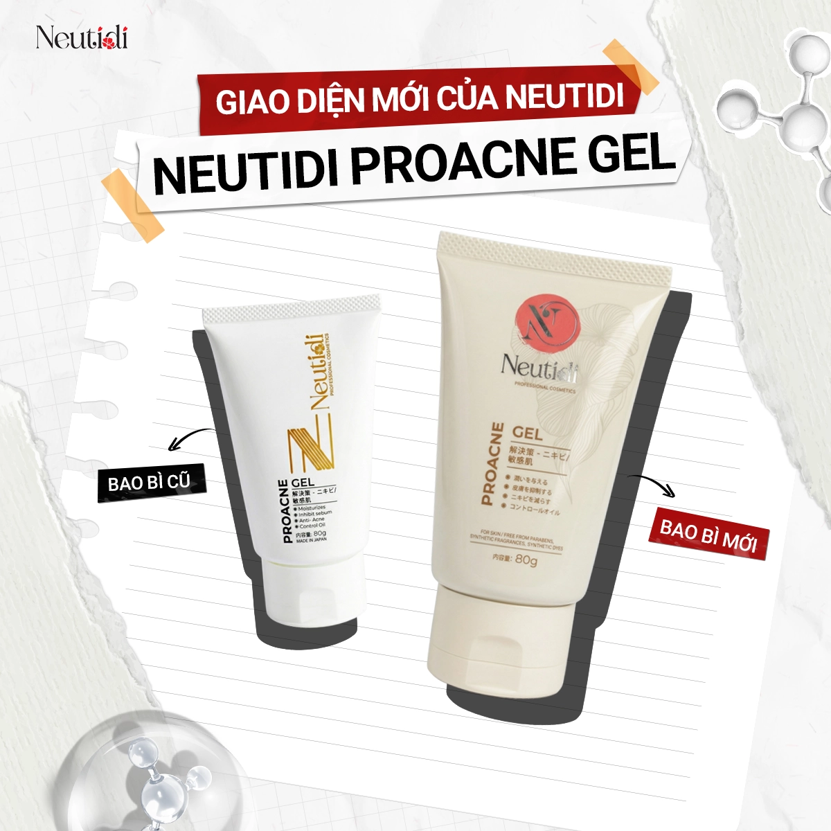 Trang chủ 35 Bao bì mới của Neutidi Proacne Gel