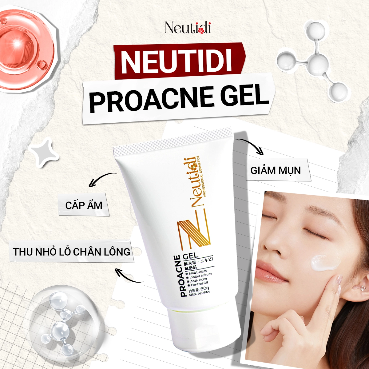 Trang chủ 89 Gel dưỡng ẩm Neutidi Proacne Gel - phù hợp cho da mụn
