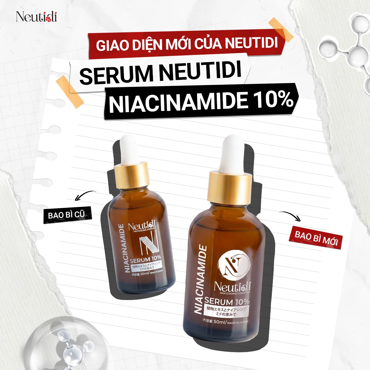 Trang chủ 37 Bao bì mới của Serum Neutidi Niacinamide 10%