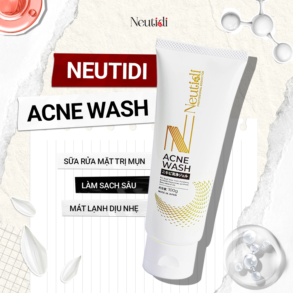 Trang chủ 87 Sữa rửa mặt Neutidi Acne Wash cho da dầu mụn