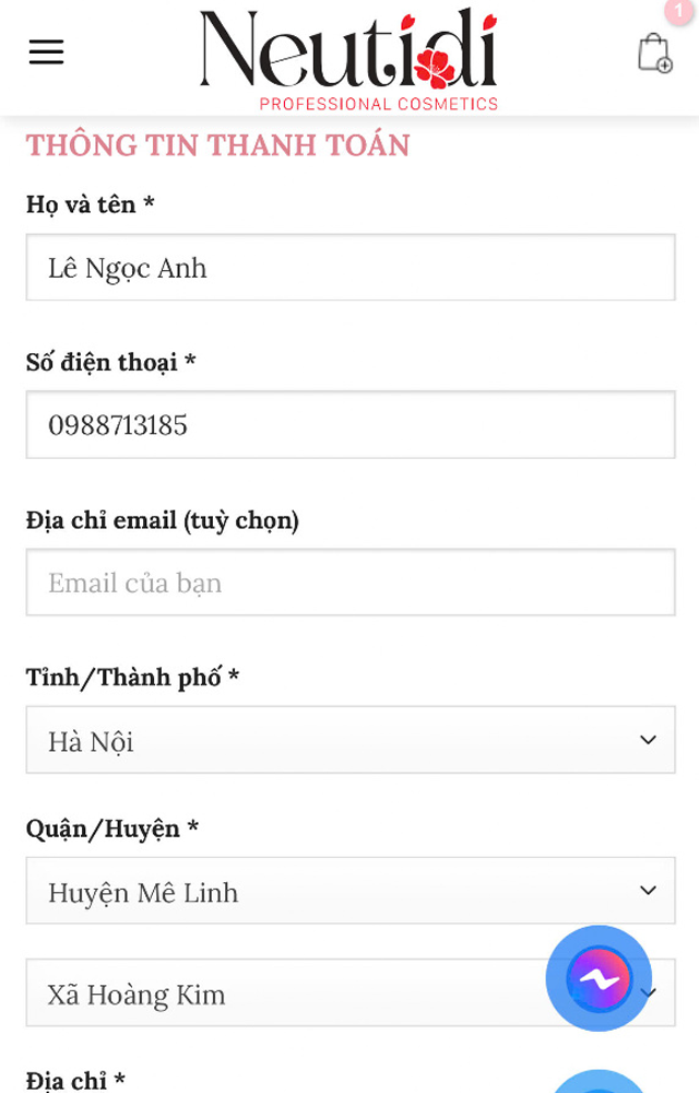 Hướng dẫn mua hàng 3 Bước 3: Điền thông tin nhận hàng