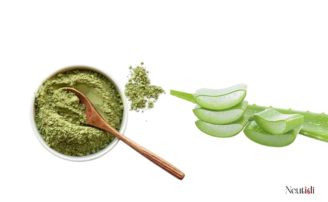 Giảm mụn viêm, mụn trứng cá với gel nha đam và bột trà xanh