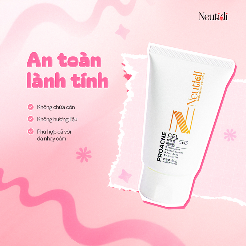 Gel dưỡng ẩm cho da dầu mụn được bác sĩ khuyên dùng Neutidi Proacne Gel