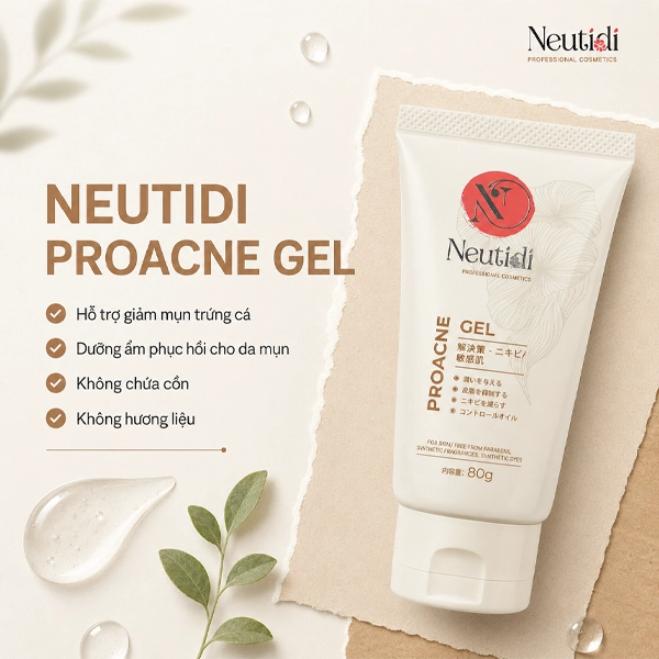 TOP 6 kem dưỡng ẩm cho da dầu mụn được bác sĩ khuyên dùng 2026 3 neutidi proacne gel duong am da dau mun