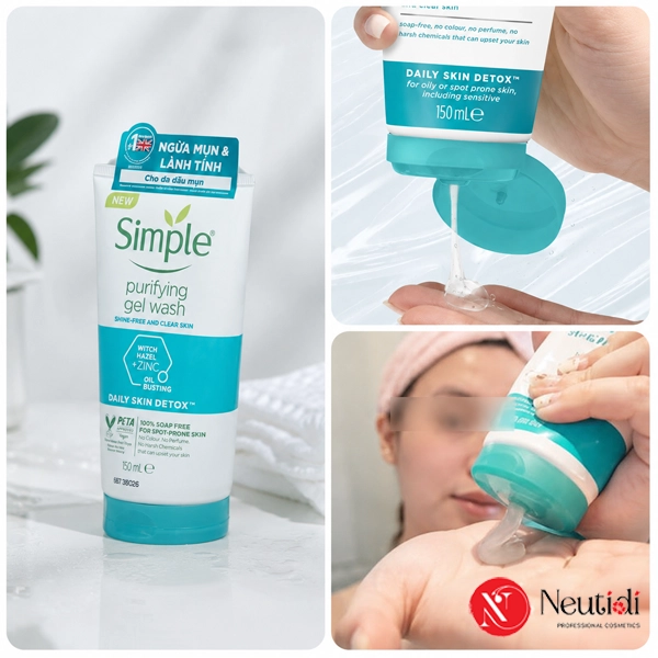 Sữa rửa mặt Simple Daily Skin Detox Purifying Facial Wash khi dùng cho da dầu mụn