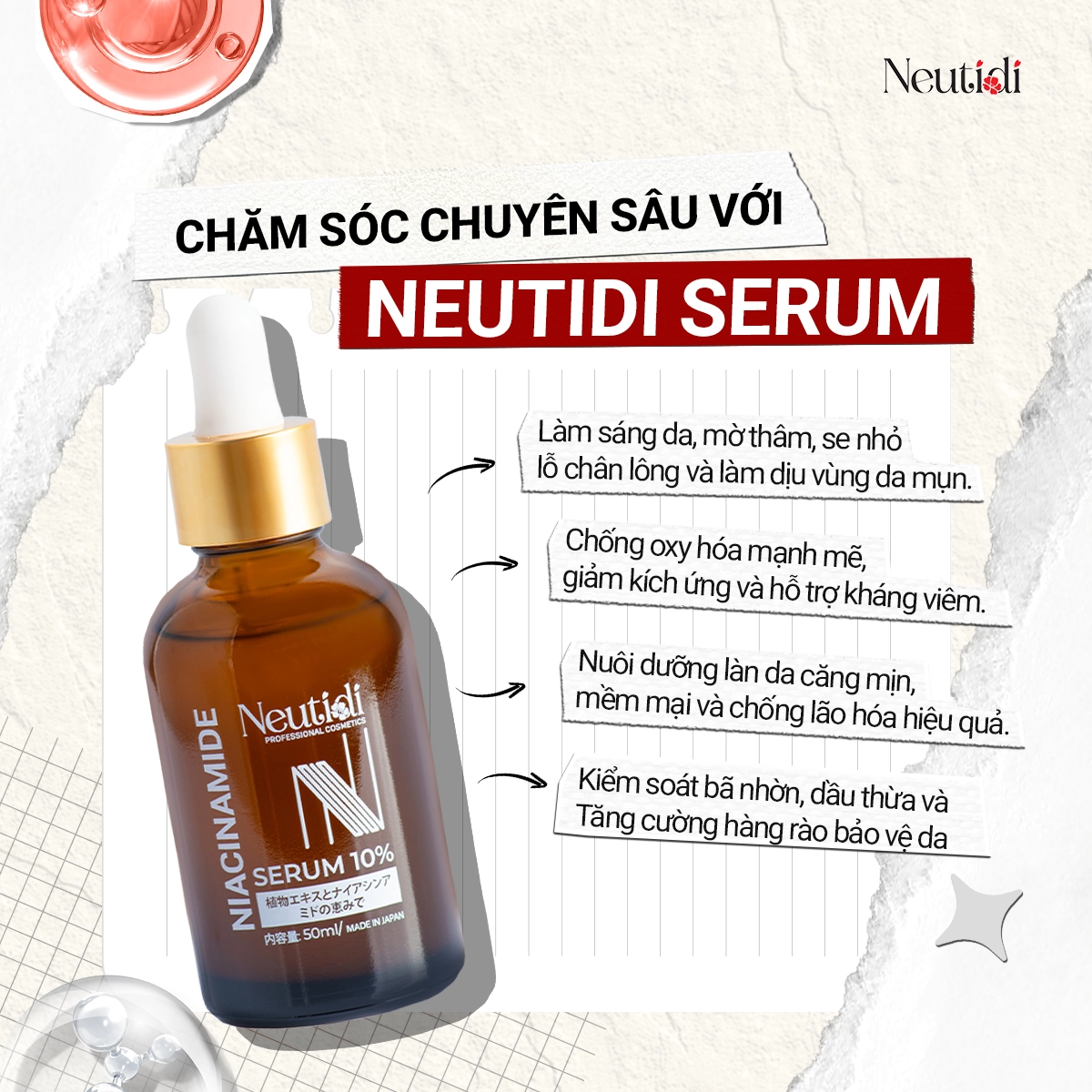 Tác dụng của Neutidi Niacinamide 10%