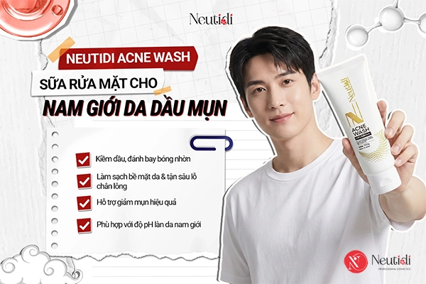 Sữa rửa mặt Neutidi Acne Wash cho nam giới da dầu