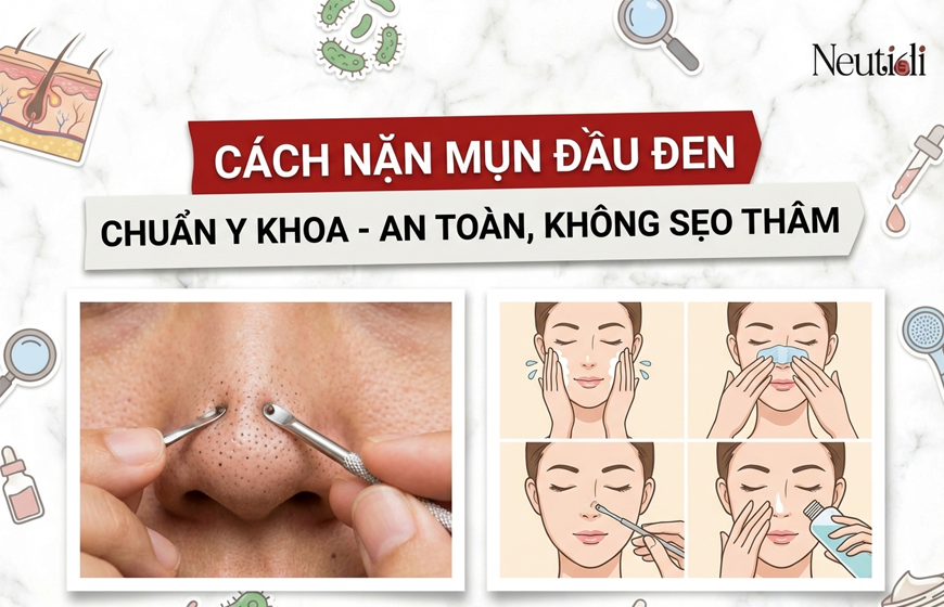 Cách nặn mụn đầu đen chuẩn y khoa, an toàn, không sẹo thâm 1 Cách nặn mụn đầu đen an toàn không gây sẹo ngay tại nhà