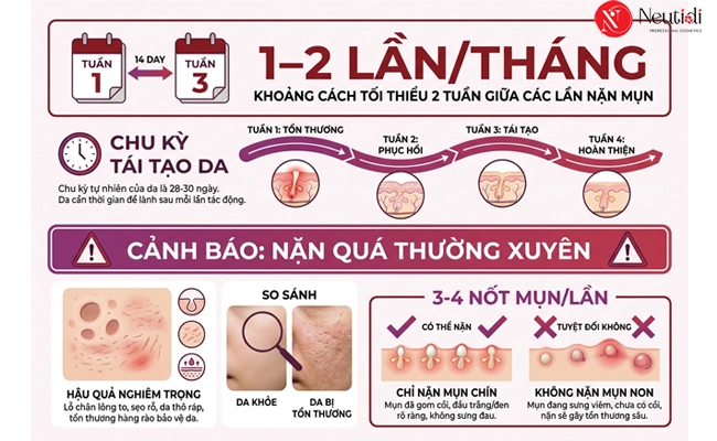 Mụn ẩn: Khi nào nên nặn, khi nào cần tránh? 2 Tần suất nặn mụn ẩn