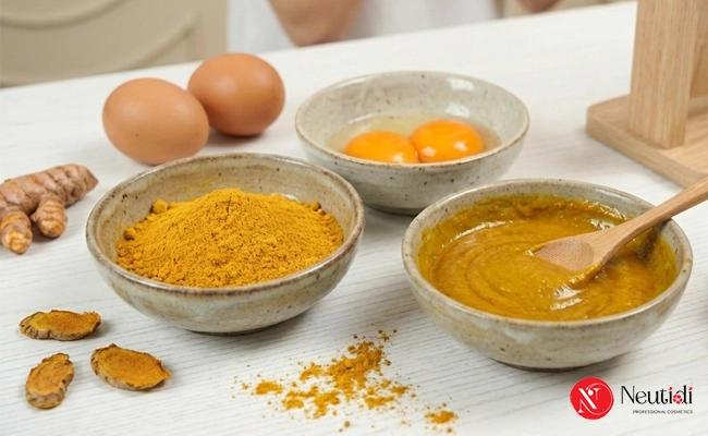 Trị mụn bằng nghệ và lòng đỏ trứng gà