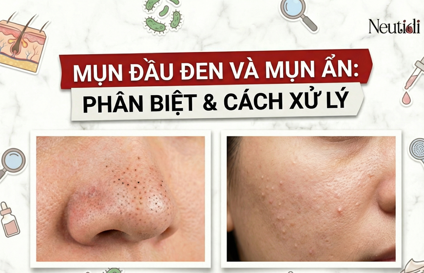 Phân biệt mụn ẩn với mụn đầu đen 1 Mụn đầu đen mụn ẩn