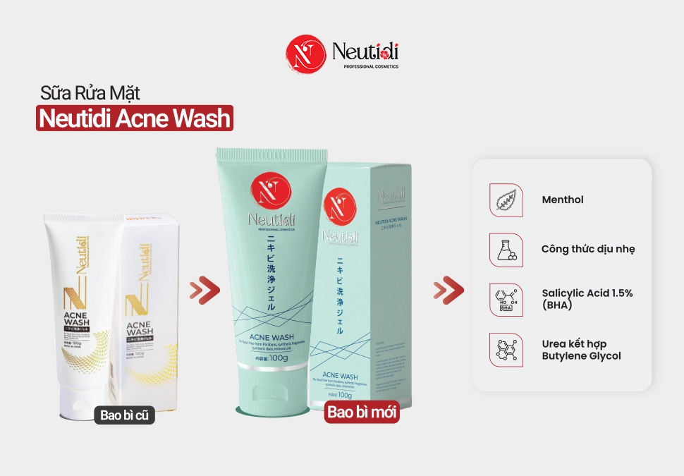 thay đổi bao bì sản phẩm Neutidi Acne Wash