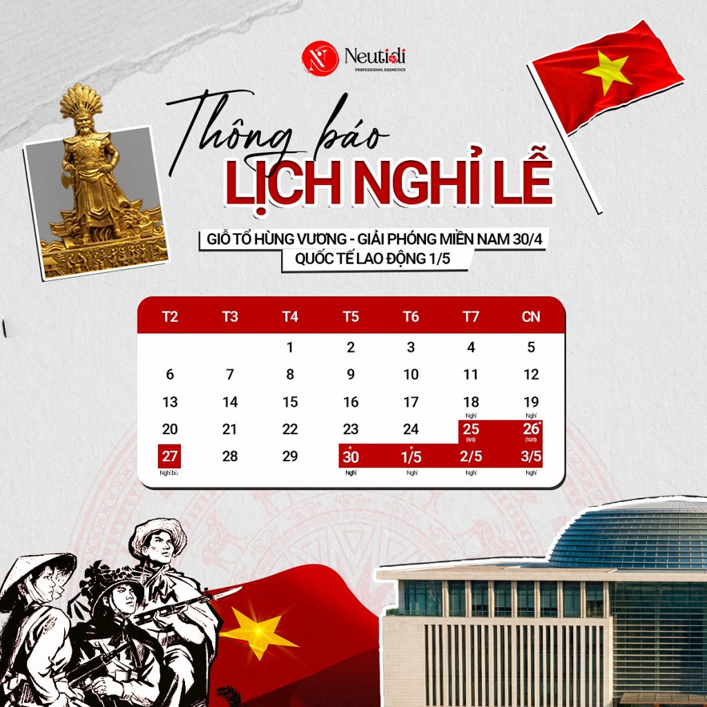 Thông báo lịch nghỉ lễ giỗ tổ Hùng Vương và 30/4 - 1/5