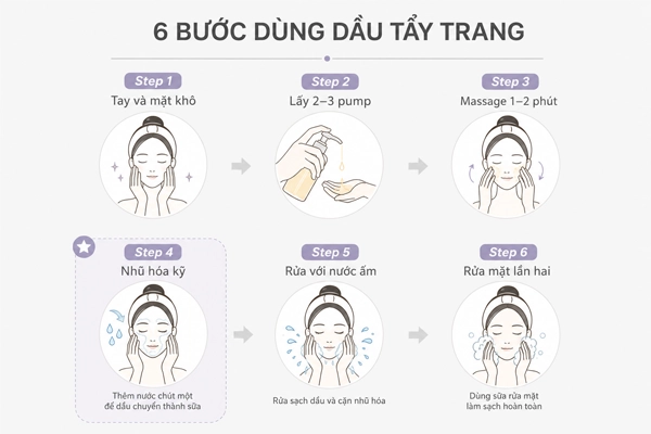 Các bước dùng dầu tẩy trang đúng cách cho da dầu