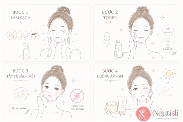 Da mụn có nên tẩy tế bào chết? 4 bước thực hiện đúng chuẩn 5 4 bước tẩy da chết cho da mụn