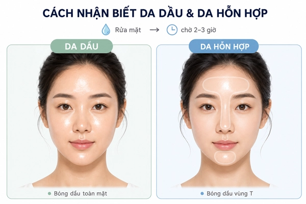 Những cách phân biệt da dầu và da hỗn hợp