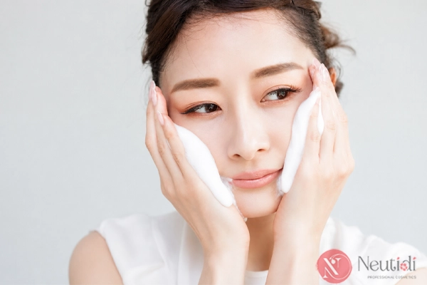 Rửa mặt kiểu Nhật để thu gọn lỗ chân lông
