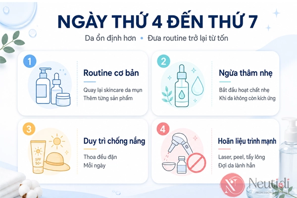 Cách chăm sóc da sau nặn mụn từ ngày 4 đến ngày 7