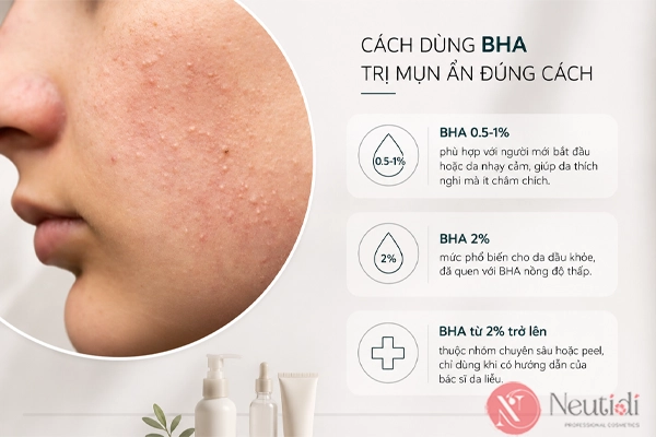 BHA trị mụn ẩn: cách dùng đúng và khi nào không nên 4 Cách dùng BHA trị mụn ẩn hiệu quả