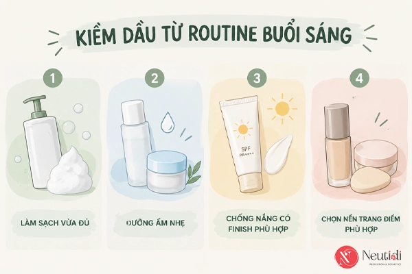 Làm sao để da mặt không bị bóng nhờn, đổ dầu thừa trong suốt cả ngày? 3 Các bước kiểm soát dầu vào buổi sáng