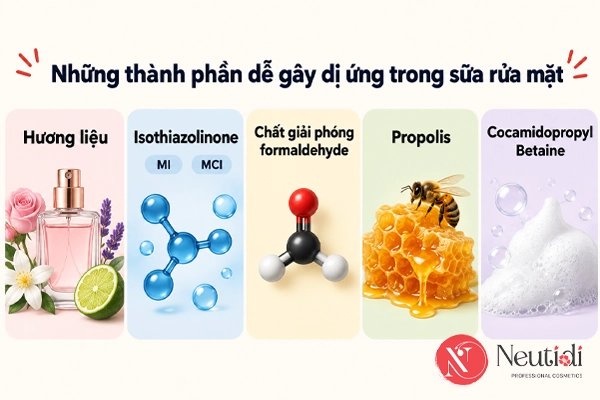 Dị ứng sữa rửa mặt: Nguyên nhân, dấu hiệu, bao lâu hết và cách xử lý 3 Những thành phần dễ gây dị ứng trong sữa rửa mặt
