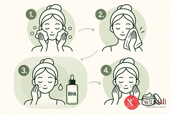 Mẹo dùng BHA trị mụn đầu đen hiệu quả & lưu ý khi dùng 5 Quy trình trị mụn đầu đen với BHA
