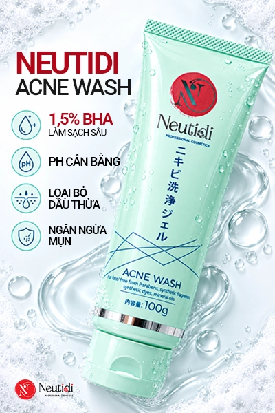 BHA dùng hằng ngày được không? Tần suất và giờ dùng đúng 4 Sữa rửa mặt Neutidi Acne Wash