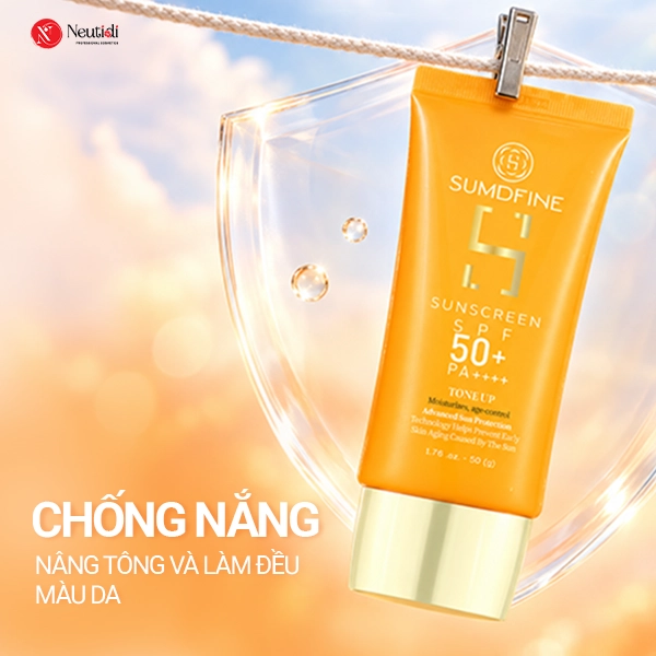 Kem chống nắng Sumdfine Sunscreen cho da không đều màu, cần nâng tông làm đều màu da